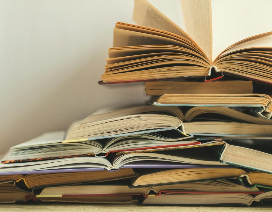 Composition with books on the table